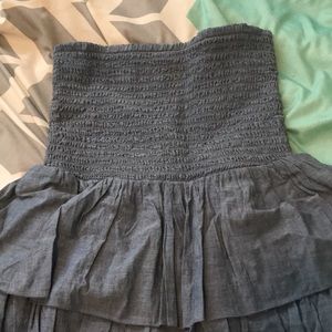 Smocked old navy strapless dress denim small